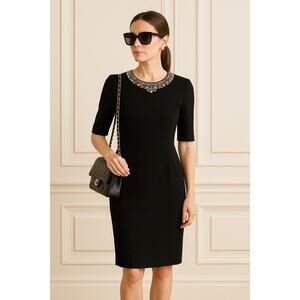 Obzee Kang Jin Young Black Gem Embellished Dress